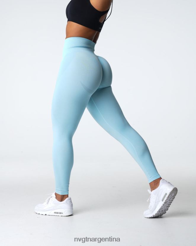 NVGTN leggins sin costuras con contorno aptitud física azul pastel mujer 02B4LN494