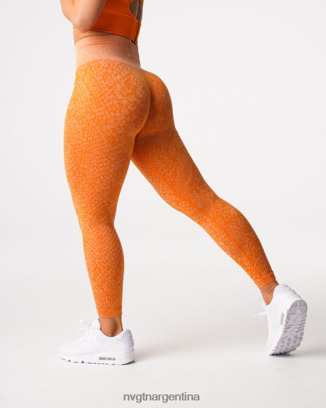 NVGTN leggins sin costuras de piel de serpiente aptitud física naranja quemada mujer 02B4LN684