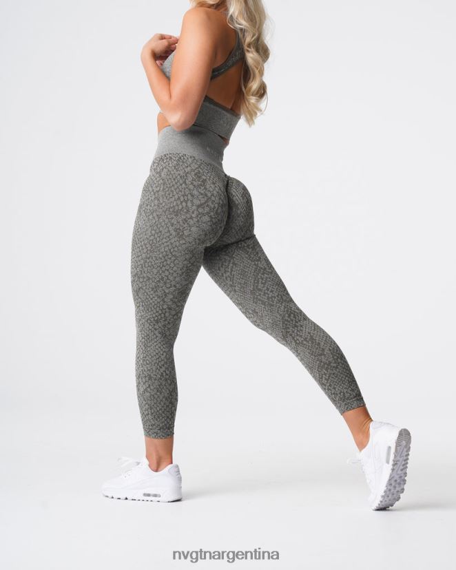 NVGTN leggins sin costuras de piel de serpiente aptitud física verde caqui mujer 02B4LN686