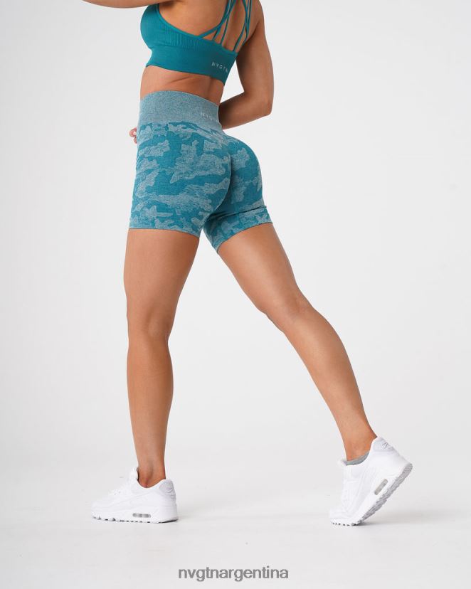 NVGTN pantalones cortos de camuflaje sin costuras aptitud física verde azulado mujer 02B4LN444
