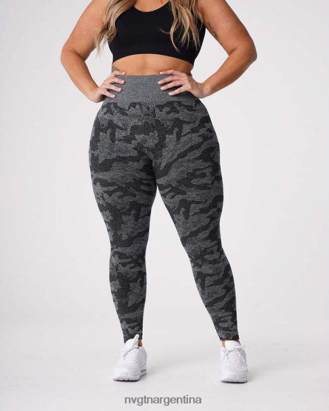 NVGTN leggings de camuflaje sin costuras aptitud física negro mujer 02B4LN656