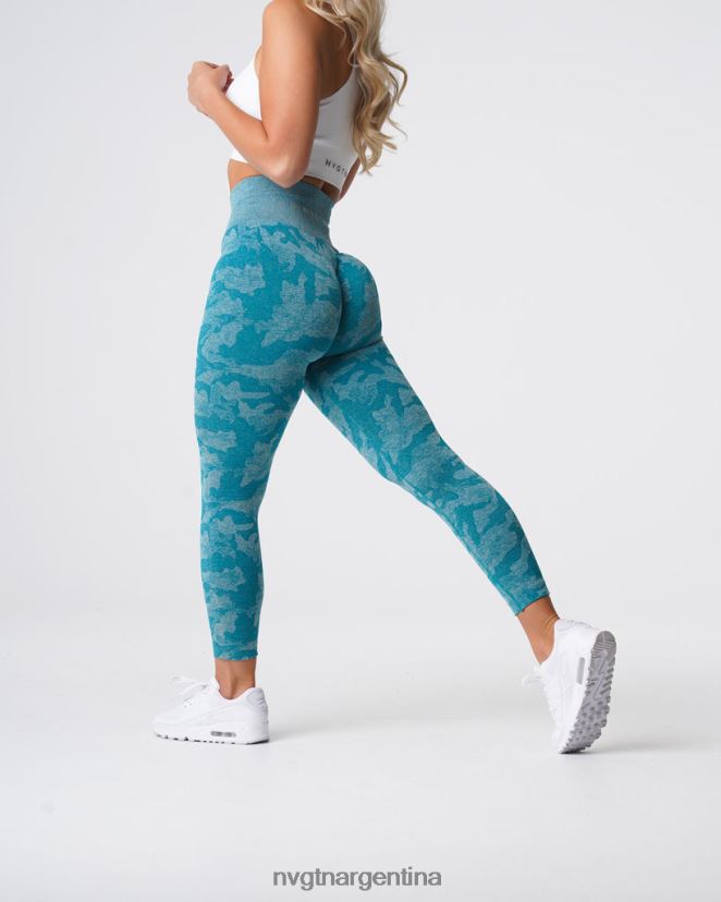 NVGTN leggings de camuflaje sin costuras aptitud física verde azulado mujer 02B4LN664