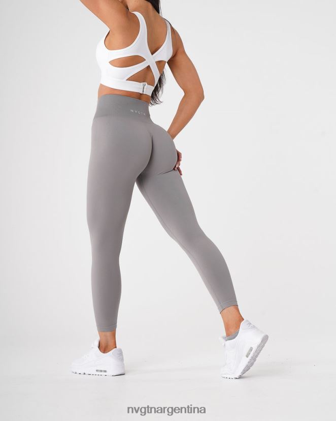 NVGTN leggins lisos sin costuras aptitud física gris claro mujer 02B4LN555