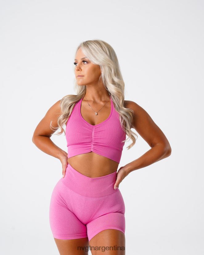NVGTN sujetador ceñido sin costuras aptitud física chicle rosa mujer 02B4LN207
