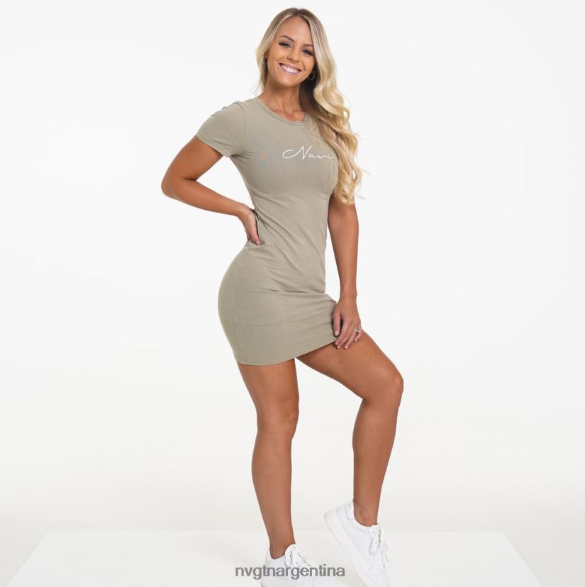 NVGTN vestido de camiseta navi estilo de vida aceituna mujer 02B4LN738