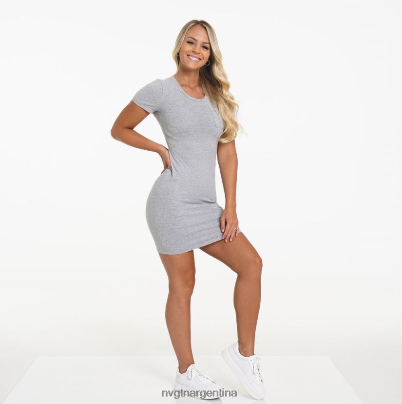NVGTN vestido tipo camiseta con bolsillo estilo de vida gris mujer 02B4LN734